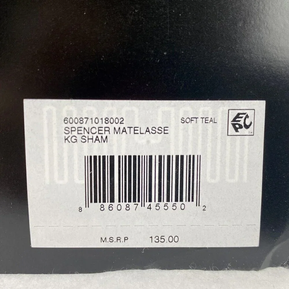 NWT – Ralph Lauren Spencer Matelasse King Sham – Soft Teal